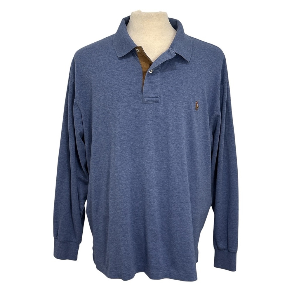 Polo Ralph Lauren Pima Soft Touch Men's 2XB Blue Long Sleeve Polo Shirt Pony